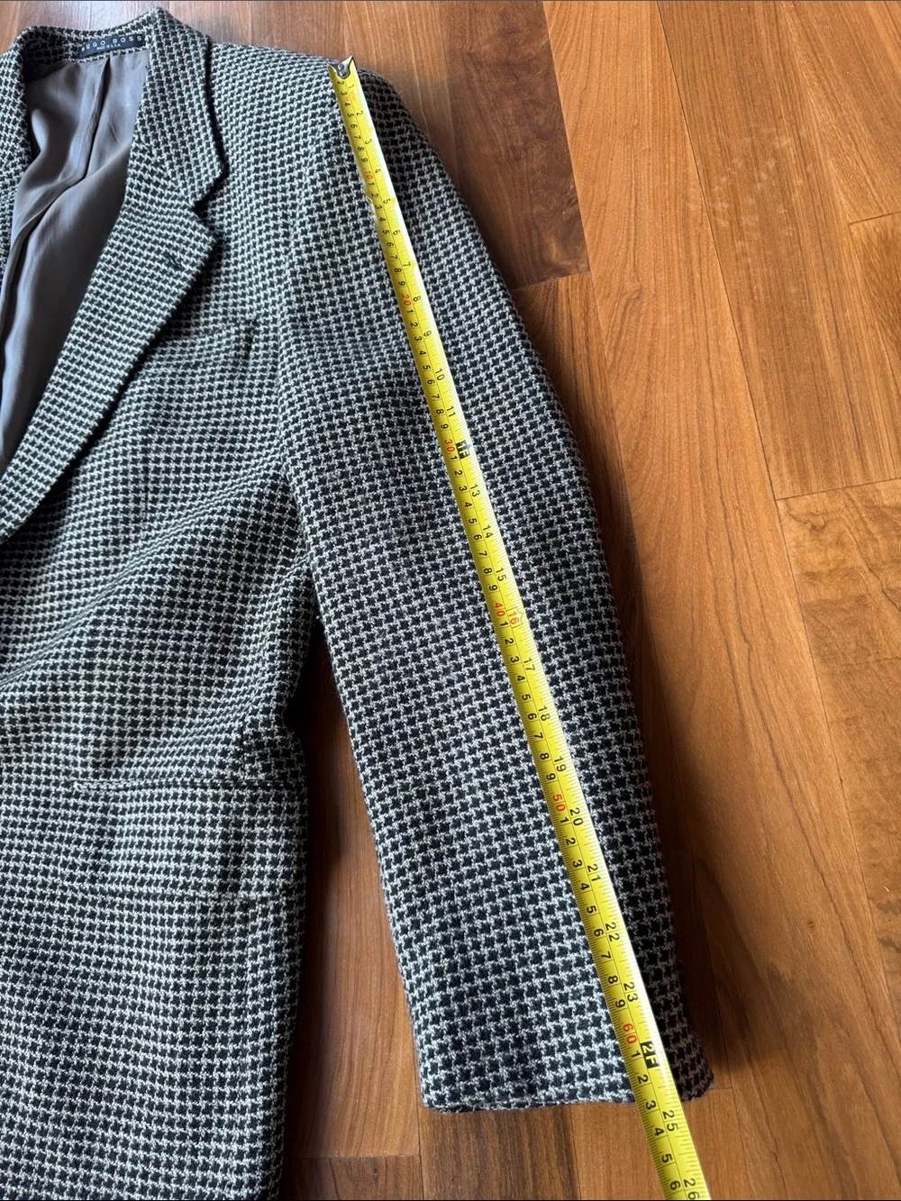 VTG 90s BOSS Hugo Boss Black & White Houndstooth Sport Coat 44L - Made In USA
